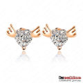 Ala de ángel con corazón Zircon amor Stud Earrings (ER0010-C)